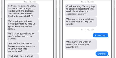 A clickable mockup conversation on mobile for a client's automated SMS Service