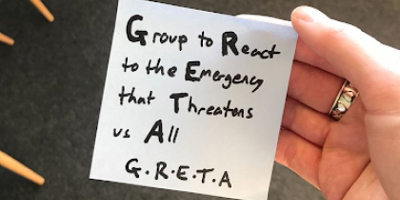 white post it - Group to react to the emergency that threatens us all
