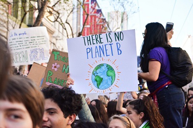 Protest focussed on 'The's no Planet B' placard