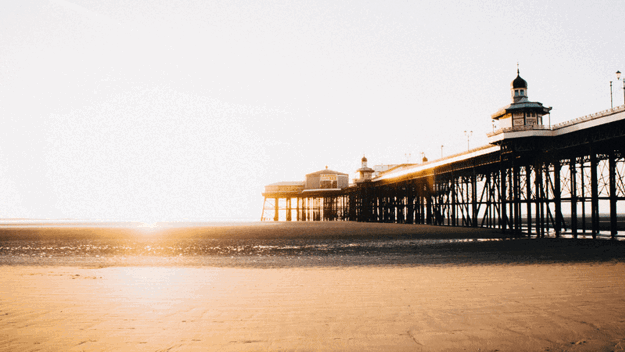 Sunset photo of Blackpool pier