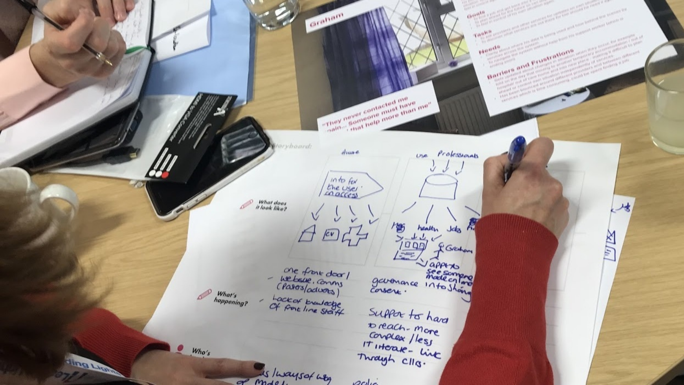 Person sketching website ideas