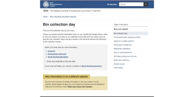 Northamptonshire Council Bin Collection Day Information On Website