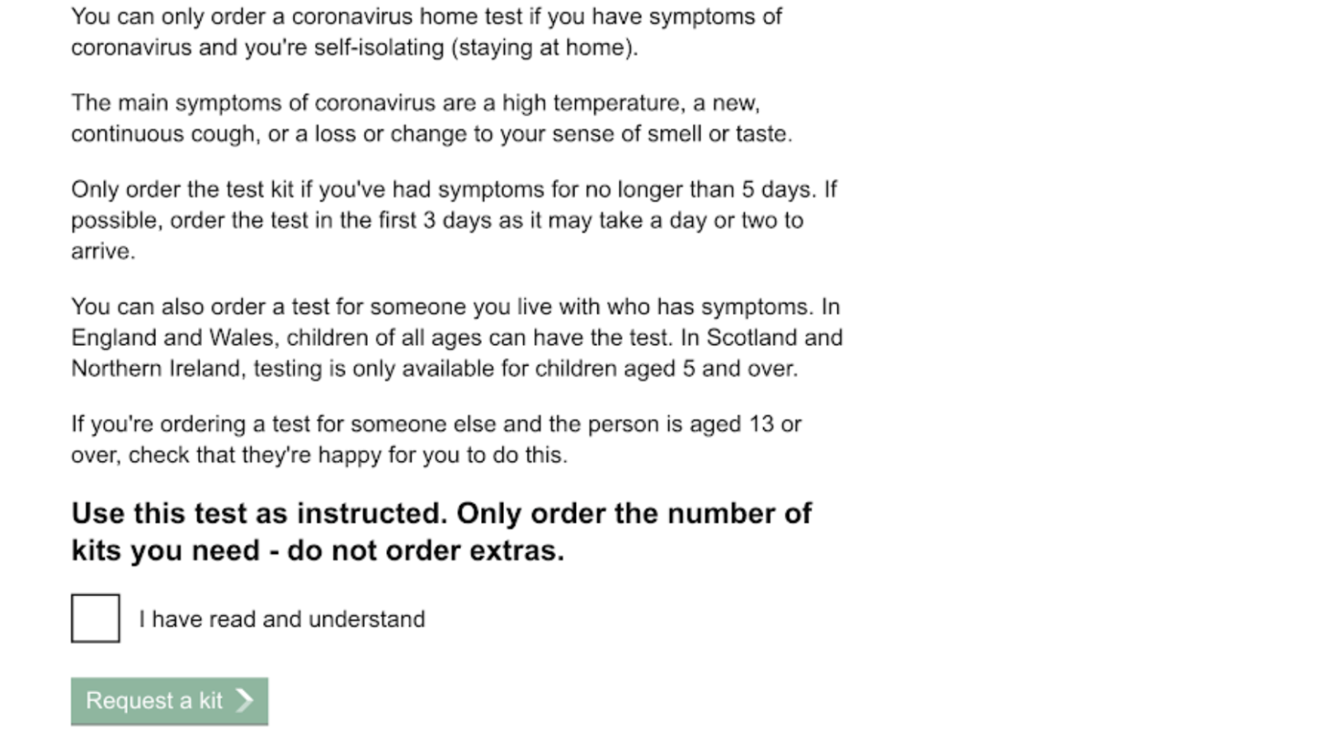 Home Test Ordering Service On GOV.Uk